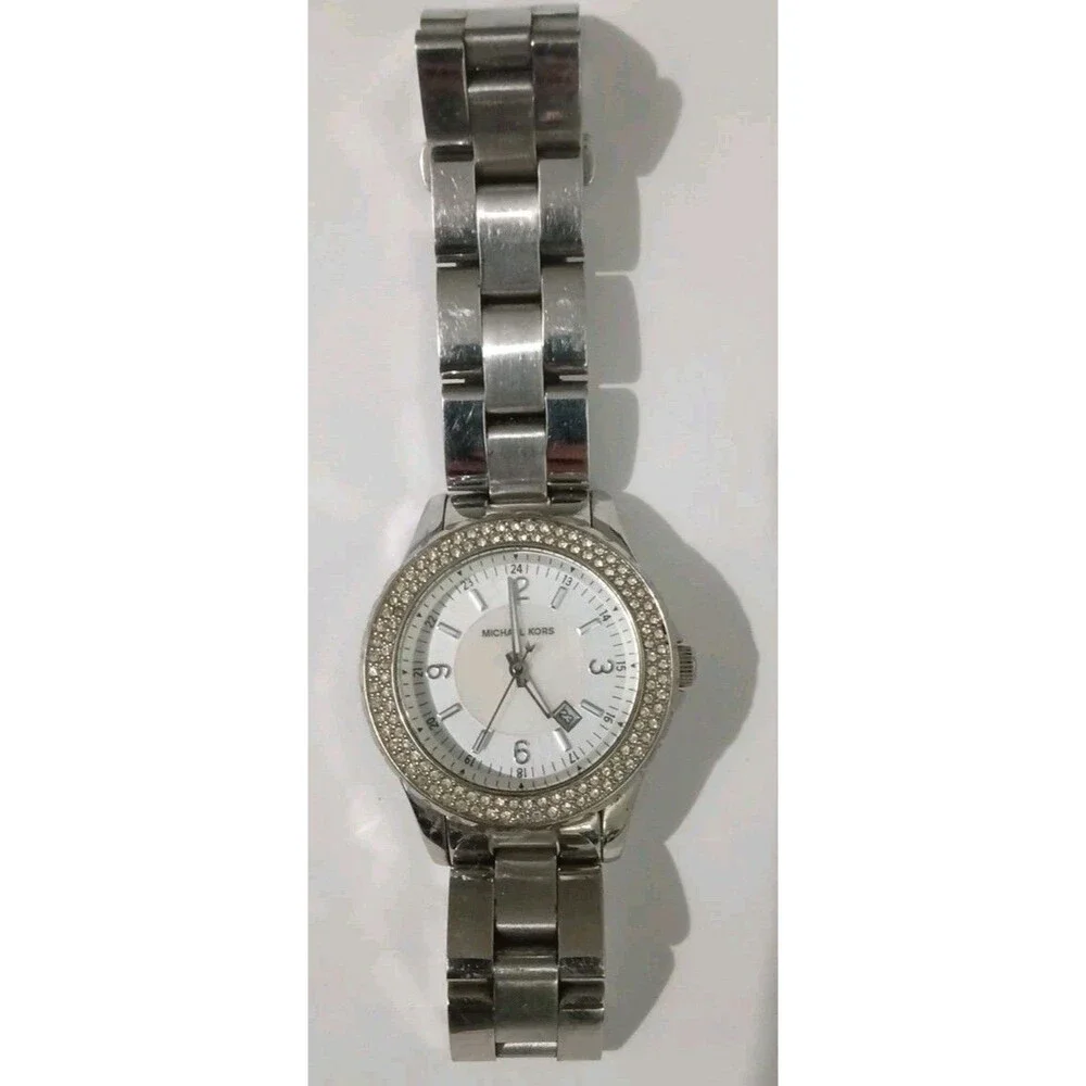 Michael Kors MK5401 Madison Silver-Tone Crystal Women's Watch - Date Display